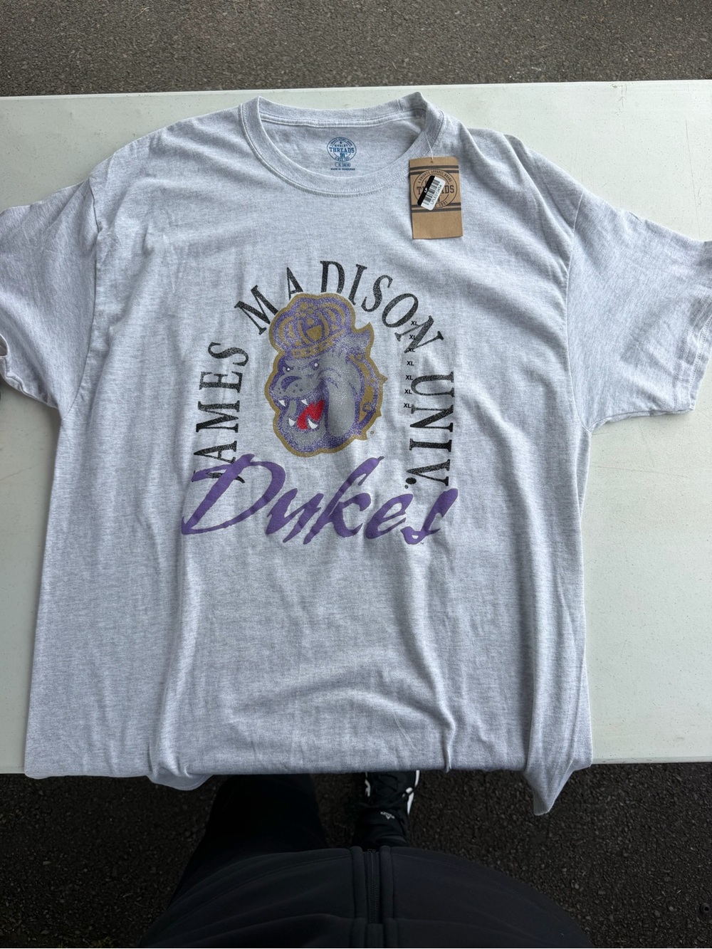 Rivalry Threads Light Gray James Madison Dukes Graphic Tee with Purple Accent